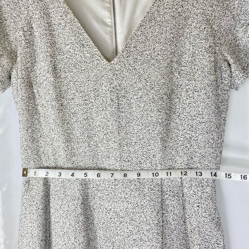 Club Monaco Black White Speckled Cotton Blend Fit Flare Dress Sz S Luxury Zipper - Picture 10 of 11